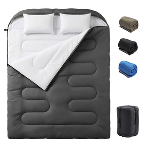 CONCETTA Lightweight Double Sleeping Bag for Adults in Cold & Warm Weaher, Waterproof & Machine Washable for Camping/Backpacking/Hiking
