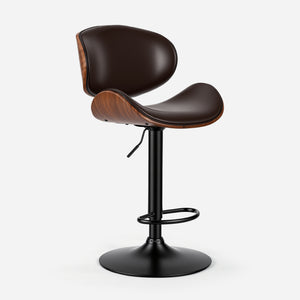 CONCETTA Rotatable Bar Stool Set (2-piece), Adjustable Height Bar Stool, Featuring PU Leather Seat, Ergonomic Backrest and Footrest, With Anti-slip Rubber Base Suitable for Bar