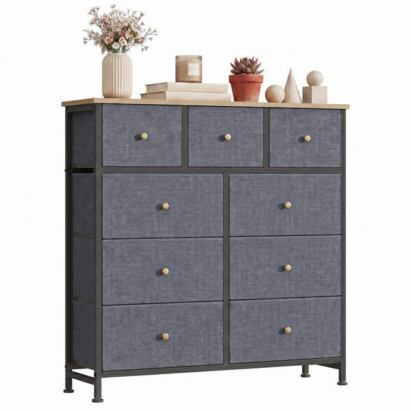 CONCETTA 9-Drawer Fabric Dresser, TV Cabinet Sideboard, Storage Organizer Cabinet for Living Room, Bedroom, Office