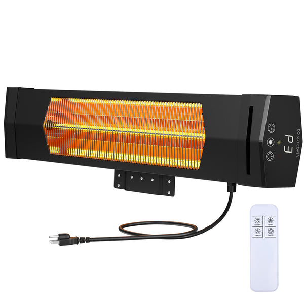 CONCETTA 5000 BTU Wall Mount Infrared Patio Heater, 1500W Outdoor Heater with Remote & 24H Timer, for Patio, Deck, Backyard & Garage,Black