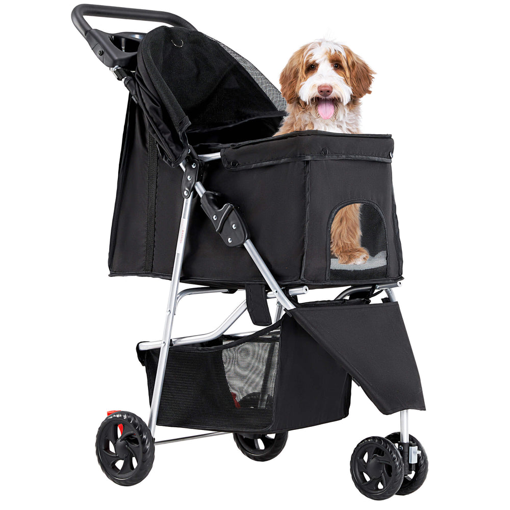 CONCETTA 3-Wheel Foldable and Waterproof Pet Stroller - Jogger Stroller for Small and Medium Dogs and Cats with Cup Holder and Removable Liner