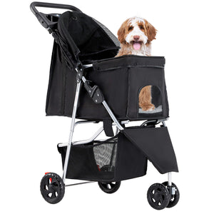 CONCETTA 3-Wheel Foldable and Waterproof Pet Stroller - Jogger Stroller for Small and Medium Dogs and Cats with Cup Holder and Removable Liner
