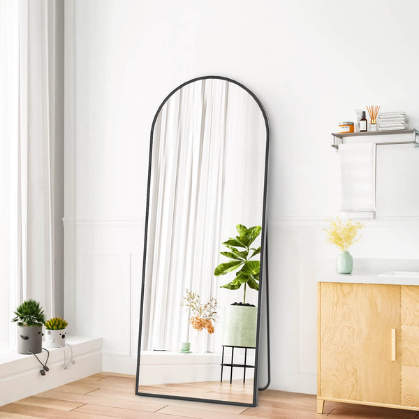 JOINSUN Floor Standing Mirror, Wall Mirror with Stand Aluminum Alloy Thin Frame