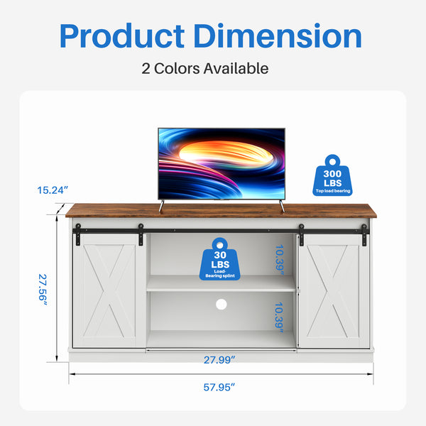 CONCETTA TV Stand, Storage Function, Mid-sized Farmhouse Style, Movable Sliding Door, Rust