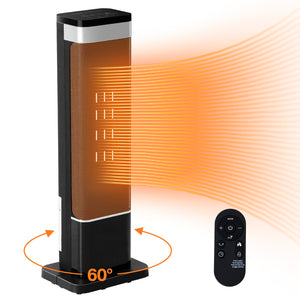 25" Portable Electric Space Heater with Remote Control, Adjustable Thermostat, and Safety Protection