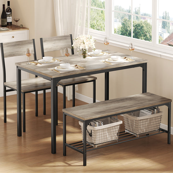 CONCETTA 3-Piece Dining Table Set with 1 Table,2 benches,Space-Saving Small Dining Set for 2–4 People for Apartment, Daily Meals & Bistro