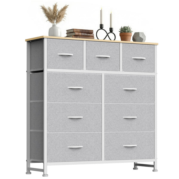 CONCETTA 9-Drawer Fabric Dresser, TV Cabinet Sideboard, Storage Organizer Cabinet for Living Room, Bedroom, Office