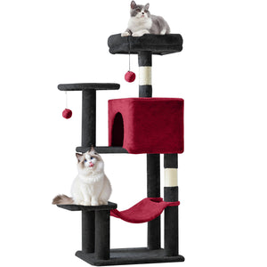 CONCETTA 44in Multi Level Cat Tree Tower,Cat Scratching Posts with Large Top Perch and Hammock