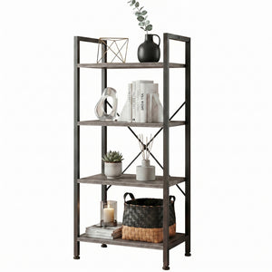 CONCETTA Bookshelf Small Industrial Storage Shelf & Shelves, Metal Bookcase for Home Office, Living Room, Bedroom