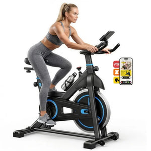 SHOUFTW Home Exercise Bike with APP Control, Magnetic Resistance Bike, Quiet Indoor Stationary Cycle 300lb Capacity