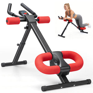 SHOUFTW Adjustable Ab Machine for Home Gym, Foldable Ab Workout Equipment with Knee Protection & LCD Monitor, Core & Stomach Trainer