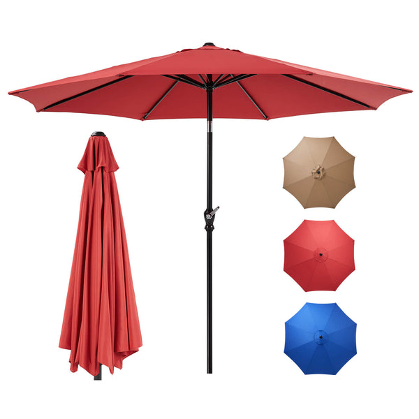 CONCETTA 9FT Patio Umbrella with Push Button Tilt and Crank,  with 8 Sturdy Ribs,Outdoor Umbrella, Pool Umbrella, for Market, Terrace, Beach, Outdoor Restaurant