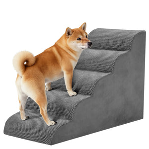 CONCETTA Pet Stairs Ramp, High-Density Foam Dog Cat Steps, Non-Slip Indoor Ladder for Couch, High Beds, Sofa, Gray