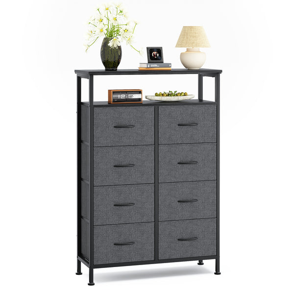 CONCETTA 8-Drawer Fabric Dresser with Open Shelf, Tall Storage Organizer for Bedroom Closet, Living Room, Hallway