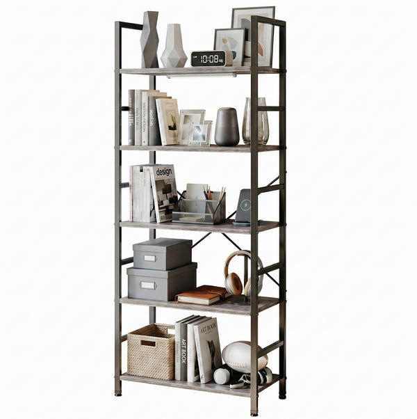 CONCETTA Bookshelf Small Industrial Storage Shelf & Shelves, Metal Bookcase for Home Office, Living Room, Bedroom