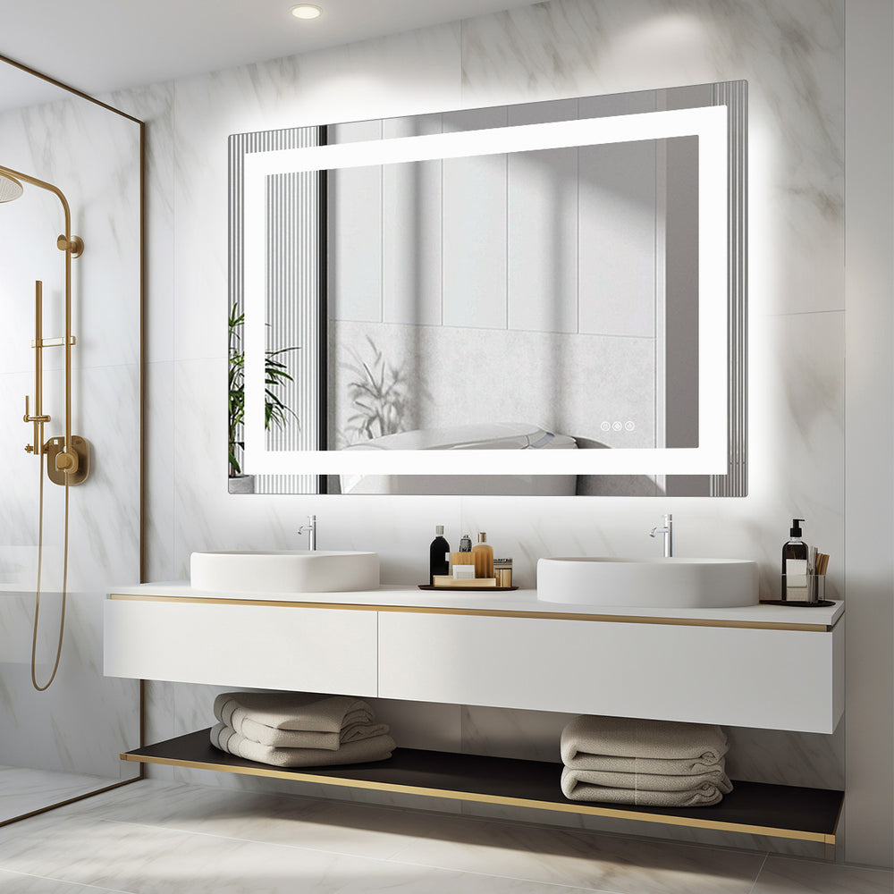 CONCETTA Anti-fog LED Bathroom Mirror - Dual Light Source, Three Lighting Modes, White