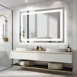 CONCETTA Anti-fog LED Bathroom Mirror - Dual Light Source, Three Lighting Modes, White