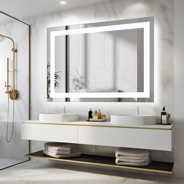 CONCETTA Anti-fog LED Bathroom Mirror - Dual Light Source, Three Lighting Modes, White