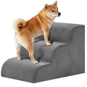 CONCETTA Pet Stairs Ramp, High-Density Foam Dog Cat Steps, Non-Slip Indoor Ladder for Couch, High Beds, Sofa, Gray