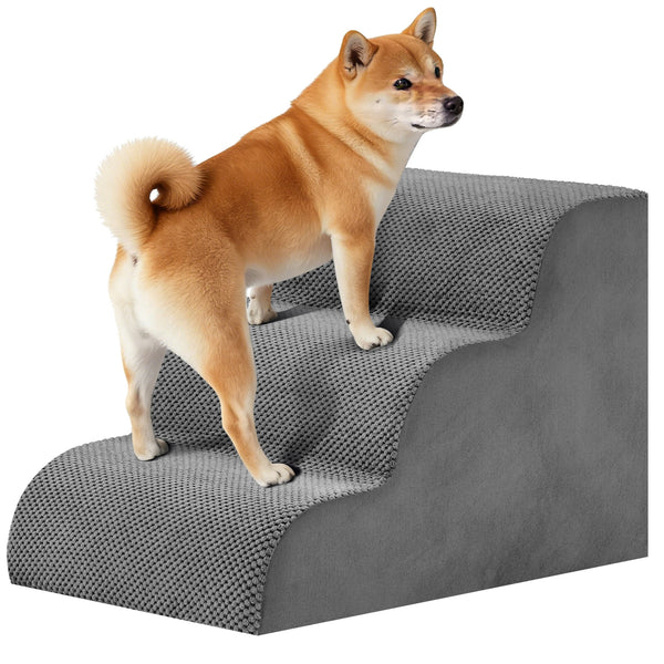 CONCETTA Pet Stairs Ramp, High-Density Foam Dog Cat Steps, Non-Slip Indoor Ladder for Couch, High Beds, Sofa, Gray