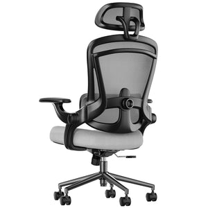 Ergonomic High Back Office Chair with Adjustable Lumbar Support, Headrest for Adults, Grey