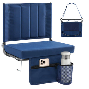 CONCETTA Stadium Seats with Back Support, 350 LBS Weight Capacity Thick Padded Bleacher Chair with Cup Holder, Storage Pocket, Padded Shoulder Strap & Built-in Handle for Sports Events