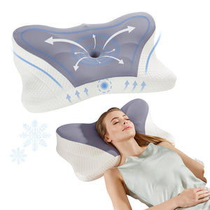 CONCETTAMemory Foam Pillows, Ergonomic Contoured Support for Side Back and Stomach Sleepers