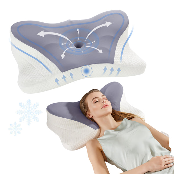 CONCETTAMemory Foam Pillows, Ergonomic Contoured Support for Side Back and Stomach Sleepers