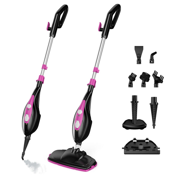 CONCETTA Steam Mop 1550W, Detachable Handheld Cleaner with 16FT Cord, 2 Washable Pads, Multi-Purpose for Hardwood, Carpet, Tile, Grout, Windows,