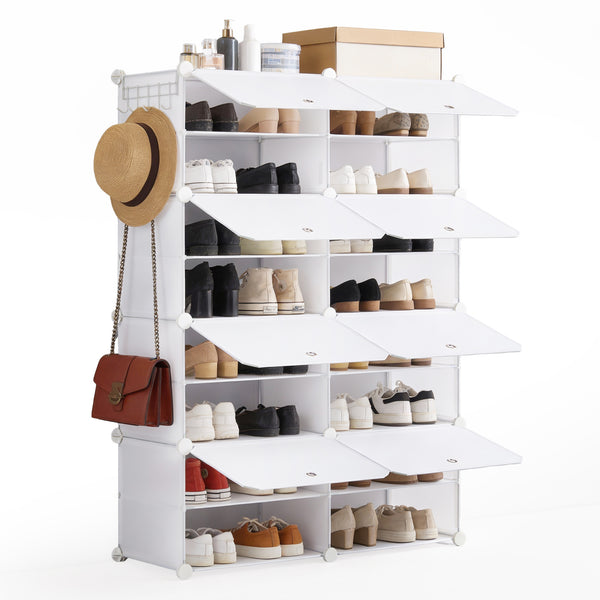CONCETTA Shoe Rack, 24 Pair Plastic Shelves Storage Organizer for Closet Hallway Bedroom Entryway