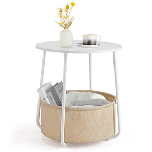CONCETTA Compact nightstand, sofa side table, can be used in living room, nursery room, bedroom, comes with fabric basket for easy storage