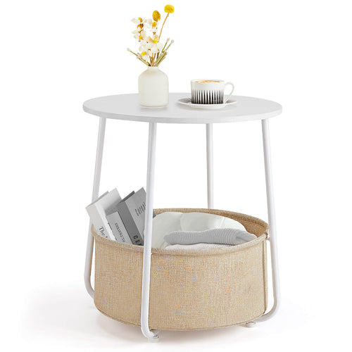CONCETTA Compact nightstand, sofa side table, can be used in living room, nursery room, bedroom, comes with fabric basket for easy storage