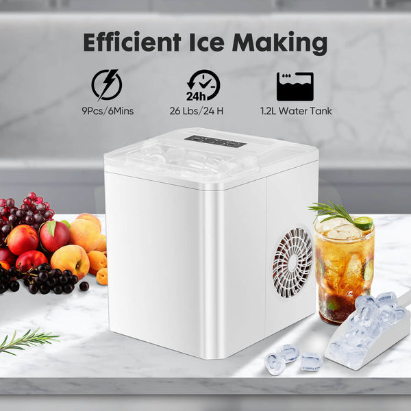 CONCETTA Countertop Ice Maker, Portable Ice Machine Self-Cleaning, 9 Cubes in 6 Mins, for Home Party Office