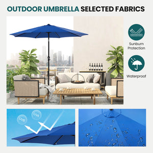 CONCETTA 9FT Patio Umbrella with Push Button Tilt and Crank,  with 8 Sturdy Ribs,Outdoor Umbrella, Pool Umbrella, for Market, Terrace, Beach, Outdoor Restaurant