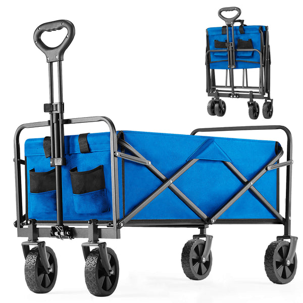 CONCETTA Collapsible Foldable Wagon Cart-with All-Terrain Wheels, Heavy Duty Utility Grocery Wagon with Drink Holders for Shopping Sports Camping