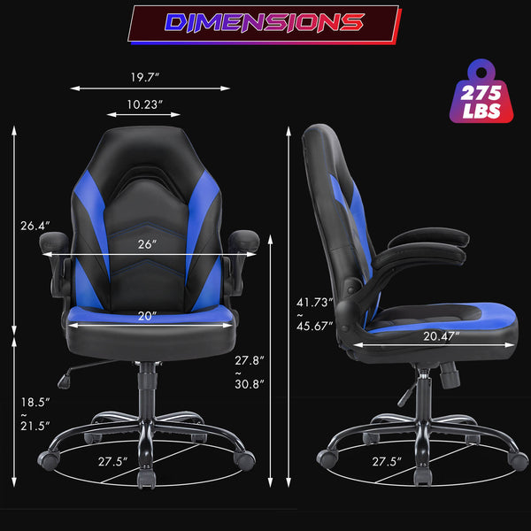 CONCETTA Ergonomic Leather Gaming Chair-Office Desk PU Leather Chair -up Armrests, Swivel Task Chair Adjustable Height for Adults Teens Kids