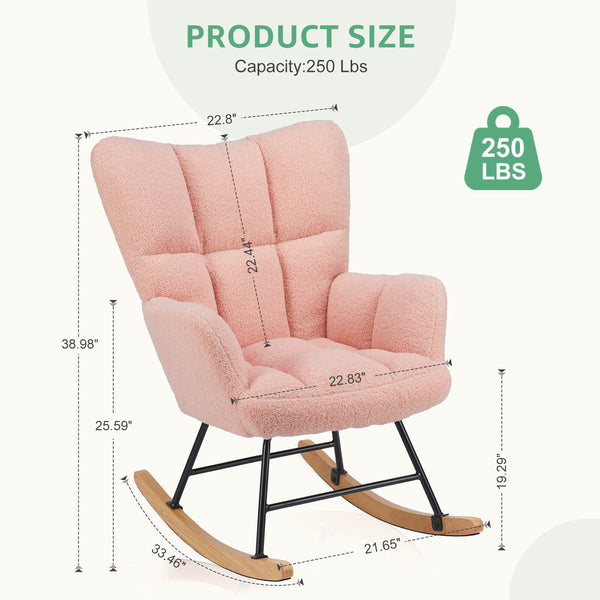 CONCETTA  Rocking Chair Nursery, with High Backrest, Reading Chair Modern Rocking Accent Chairs Glider Recliner for Living Room, Nursery, Bedroom