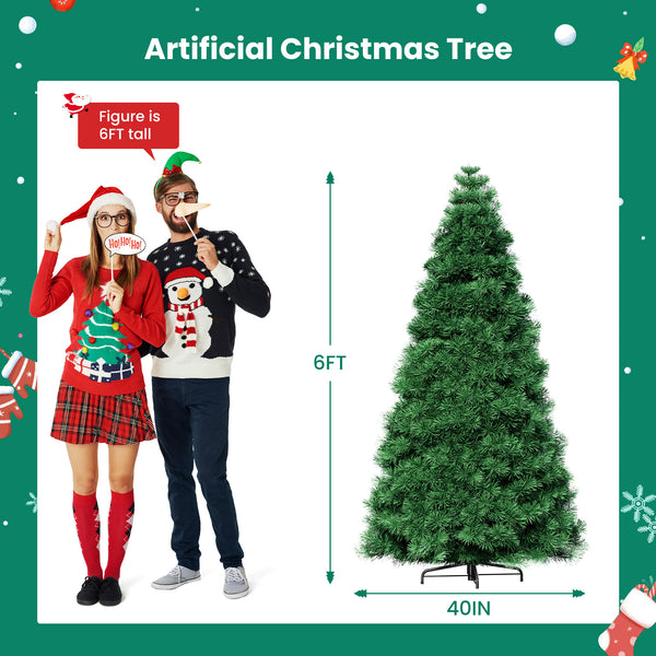 Artificial Full Christmas Tree, Flocked Snow Trees with Pine Cone Decoration, Includes Stand, Incandescent Lights & Foldable Base for Home, Office, Party