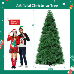 Artificial Full Christmas Tree, Flocked Snow Trees with Pine Cone Decoration, Includes Stand, Incandescent Lights & Foldable Base for Home, Office, Party