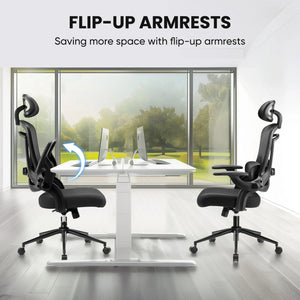 Ergonomic High Back Office Chair with Adjustable Lumbar Support, Headrest for Adults, Grey