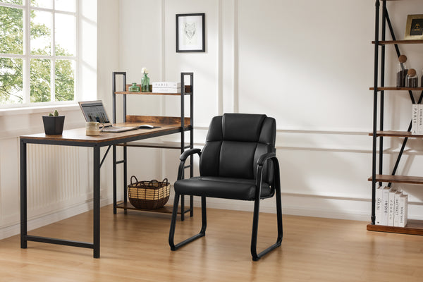 CONCETTA Leather Office Guest Chair, Padded Armrests for Waiting Room and Conference Room Use, Perfect for Home Office