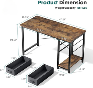 CONCETTA Small Computer Desk with Storage Shelf, 40 or 47 Inch Writing Work Study Computer Desk for Home Office Bedroom, 2-Tier Drawers, Side Headphone Hook, Modern Style for Home Bedroom