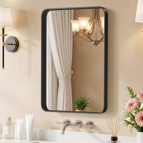 CONCETTA Bathroom Mirror Vanity Mirror for Wall,Aluminum Alloy Framed Wall Mirror Farmhouse,Anti-Rust,Tempered Glass