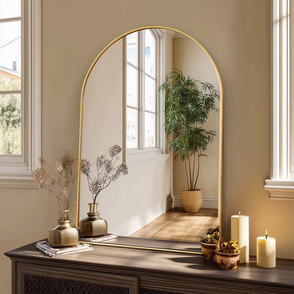 CONCETTA Bathroom Mirror, Decor Arched Wall Mirror, Bedroom Vanity Mirror with Metal Frame