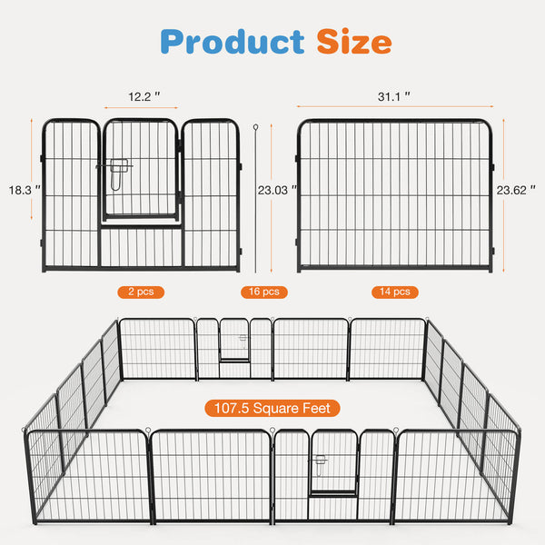 CONCETTA Dog Playpen - Collapsible Portable Pet Pen, High Metal Sport Puppy Pen with Gate for Garden, Patio, RV Camping