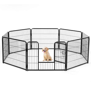 CONCETTA Dog Playpen - Collapsible Portable Pet Pen, High Metal Sport Puppy Pen with Gate for Garden, Patio, RV Camping