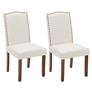 CONCETTA Set of Living Room, Upholstered Leather Dining, Parsons Nailhead Trim and Wood Legs