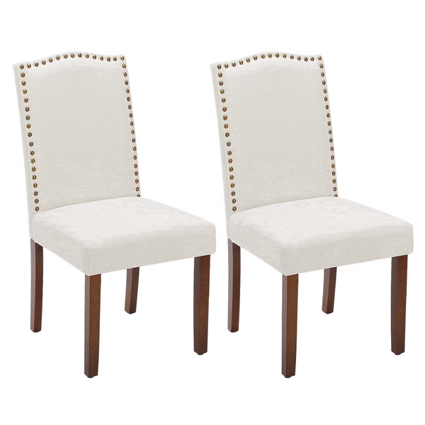 CONCETTA Set of Living Room, Upholstered Leather Dining, Parsons Nailhead Trim and Wood Legs