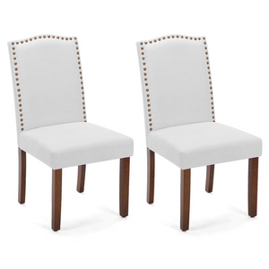 CONCETTA Set of Living Room, Upholstered Leather Dining, Parsons Nailhead Trim and Wood Legs