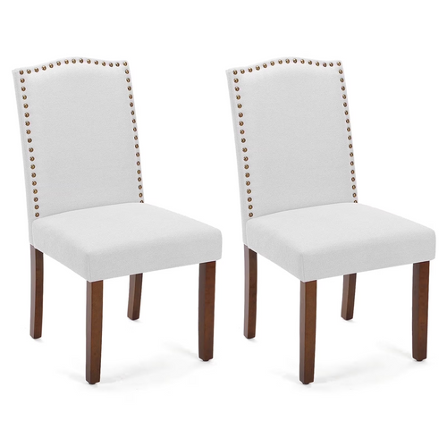CONCETTA Set of Living Room, Upholstered Leather Dining, Parsons Nailhead Trim and Wood Legs